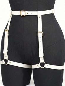 1 chiếc dây nịt tất bằng da PU kiểu Gothic gợi cảm dành cho nữ, phù hợp cho câu lạc bộ, tiệc tùng, phong cách tối màu hoặc các buổi tiệc. - trắng - Xem 3