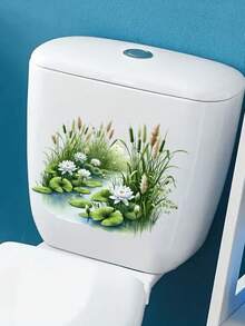 Lotus Flower Waterproof Decorative Wall Sticker For Bathroom, Toilet, Living Room, Bedroom, Home Decor - one-size - View 4