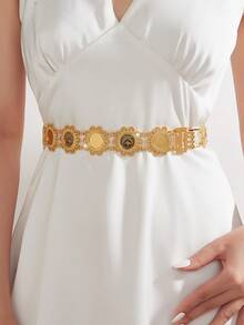 Mgyi Jewelry Gold Plated Lace Coin Waist Chain, Hollow Body Chain Belt For Women, Wedding And Party - PYD-012 - View 4