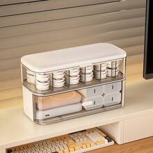 Transparent Cable Organizer Box With Lid, Double Layer Cord Storage Box With Divided Compartments, Large Capacity Electronic Organizer For Desk, Home Office, Travel, For Data Cables, Chargers, USB, Power Strips - Multicolor - View 11