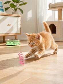 PETSIN 3/7/11/20/ Pcs Luminous Spring Indoor Cat Toy Set. Spiral Design With Jelly-Colored Interactive Kitten Toys. Perfect For Chasing, Playing, And Exercise. This Cat Toy Provides Interactive Entertainment For Cats At Night, - Multicolor - View 11