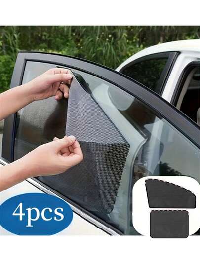 4/2/1 Set Upgraded Thick Magnetic Car Sun Shade Net, Car Sun Visor, Magnetic Mesh Curtain, Anti-UV, Heat Insulation, Retractable Design, Sturdy, Suitable For Cars And SUVs, Protect Privacy, Reduce Glare And Insects, Breathable Material, Essential Car Accessory