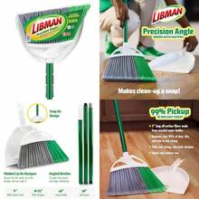 Libman - Escoba Angular de precisión con recogedor Combinado para Barrer Suelos Interiores y Exteriores, Mascotas, Escoba de Pelo de Perro, Mango de 49 Pulgadas de Largo, Escoba de 11 Pulgadas de - Verde - Ver 1