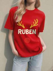 And  Women's T-Shirt, Christmas Reindeer T-Shirt, Funny Gift Men's T-Shirt Tops Sweatshirts For Women Y2k T-Shirt Shirt - 白色 - 查看 9