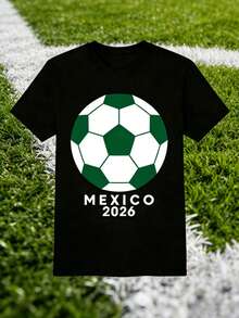 Hombres 002 | |   Fútbol |   Camiseta Negra con el Emblema de México 2026, un Souvenir Imprescindible para los Aficionados al Fútbol 12_27 - Negro - Ver 1