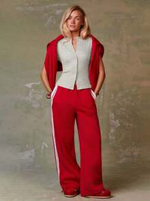 Cárdigan rojo casual para mujer - Gris Claro - Ver 3