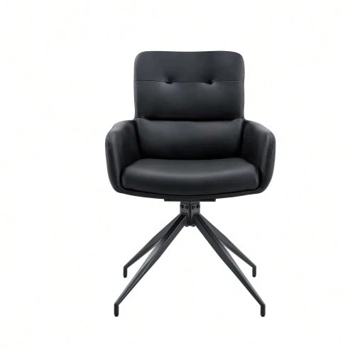 [2 Piece Set] European Lightweight Luxury Swivel Chair, 360° Sound Rotating, 2-Piece Set For Dining Rooms / Relaxation Areas. - Black - View 1