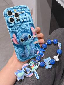 Disney Has Authorized, Phone Case - Chain Set, The Stitch Lilo & Stitch 3D Phone Case Plus A Silicone 3D Stitch Bracelet With Metallic Ring Removable Bracelet, Stitch And Angel Pattern, Compatible With Iphone17/16/15/14/13/12/11/XS/XR/X Plus Pro Max, A Stylish Cartoon Phone Case, The Perfect Gift Choice, Phone Protection, Durable Phone Cover, Great Gift For Friends And Family. - trắng - Xem 2