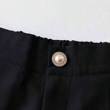 New Women's Woven Fabric Pleated A-Line Front Zipper Back Elastic Waist Slimming Mid-Waist Casual Comfortable Elegant Shorts - Albaricoque - Ver 4