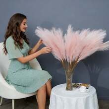 28 pièces Herbe de Pampa artificielle de 27,5 po/70 cm - Décoration d'intérieur sans chute, fleurs de mariage bohème, herbe artificielle moelleuse pour grand vase de sol, centres de table de baby shower, chambre à coucher - Beige - Voir 5