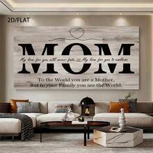 Enmarcado  de pared en lienzo enmarcado [2D plano] - "Mamá" con mensaje conmovedor, diseño con  de  rústica, regalo perfecto para el Día de la Madre para la decoración de la sala de estar, el dormitorio o la oficina en casa, material de poliéster, ideal para la decoración de la habitación, regalo para el Día de la Madre | Arte con mensaje conmovedor | Lienzo de poliéster,  en lienzo, 2D plano, perfecto para la decoración de la habitación - Enmarcado - Ver 6