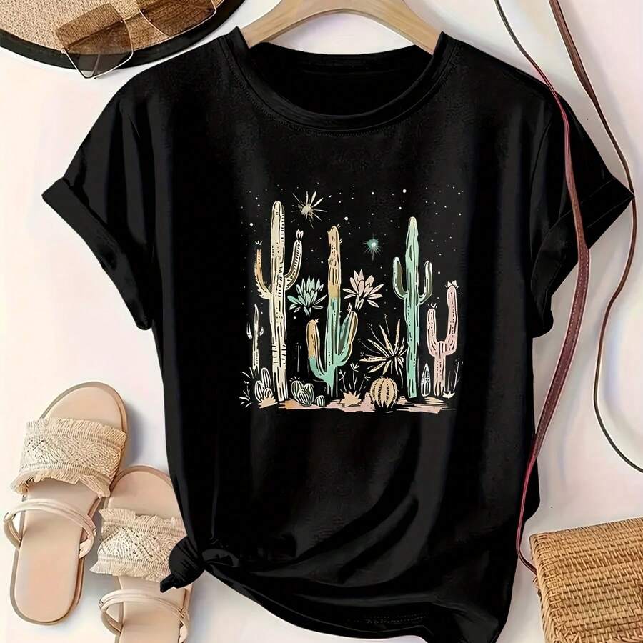 Camiseta para Mujer con Estampado de Diente y Pasta Dental, Manga Corta - Negro - Ver 1