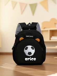 Mochila personalizada de oso de peluche mini para volver a la escuela, diseño de bloques de color, gráfico lindo de oso de fútbol en el frente, nombre personalizable, adecuada para la escuela, clase de baile o viajes, regalo de cumpleaños, regalo de Navidad, estilo estético - Multicolor - Ver 25