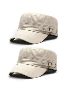 1 pieza Gorra militar unisex decorada con remaches, gorra de béisbol de tapa plana, ala ajustable de 3 posiciones, uso casual al aire libre, verano, playa, vacaciones - Multicolor - Ver 25