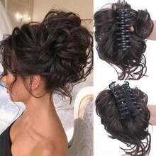 Messy Bun Hair Women Chignon Wig Piece Tousled Updo Air Extensions With Elastic Hair Bands Curly Hair Bun - Multicolor - View 9