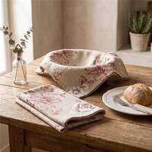 1 pieza Tela de lino con estampado floral rojo elegante pintado a mano, material de costura artístico de lujo, suave y transpirable con estampado floral rojo y blanco de gran tamaño, adecuado para prendas de vestir de alta gama, cortinas, decoración del hogar y proyectos DIY - 1 - Ver 7