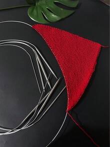 3 peças/Conjunto Agulhas de Tricô de Aço Inoxidável de 80cm, Design Circular, Adequado para Tricô Plano e Circular, Sem Necessidade de Emenda, Agulhas de Aço Inoxidável Lisas, Tricô Sem Emendas, Sem Emaranhados, Pode Ser Usado para Suéteres, Xales, Mantas, Almofadas e Outros Projetos de Tricô - Agulhas circulares de aço inoxidável para tricô - Visão 8