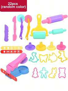 22/7 Colored Clay Tool Kit, Including Plastic Animal Slice ,Molds And Accessories, Multi-Color Model Clay, Clay Sculpting Kit, Animal/Flower/Font Patterns, And Plastic Sealing Tools. - Multicolor - View 10