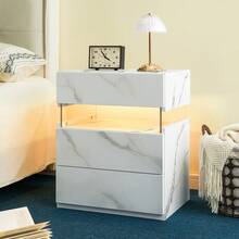 Modern Bedside Table / Wooden Bedside Table / Bedside Table With 3 Drawers / Easy To Assemble, Plenty Of Storage Space / For Bedroom, Living Room, Bedside Furniture - 霧面白 - 查看 5