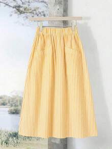 Minifalda casual y versátil a rayas para mujeres, ideal para citas y viajes - Amarillo - Ver 6