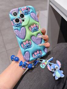 Disney Lilo & Stitch Phone Case With Stitch Charm And Stitch Lanyard - Cute Stitch Protective Case With Pink Bow And Heart Pattern Design, Equipped With Delicate Stitch Decorative Lanyard And Beaded Bracelet For Easy Carrying, Compatible With IPhone 17, 16, 15, 14, 13, 12, 11 Pro Series, Ideal For Birthdays, Holidays, Anniversaries, Graduation Gifts, Or Any Special Occasion To Surprise Family, Friends, Classmates, And Loved Ones. - 白色 - 查看 3