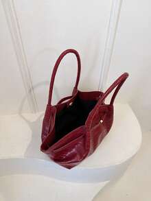Bolso de tote de gran capacidad, nuevo bolso de hombro/axila de mujer con pliegues y estampado de cocodrilo - Rojo - Ver 11