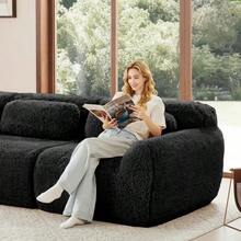 Aviana Ottoman Plush Fabric - 黑色 - 查看 7