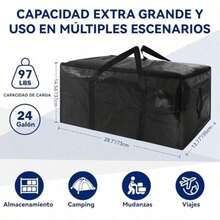 Bolsas De Mudanza Extra Grandes Y Bolsas De Almacenamiento Con Correas, Cremalleras Y Asas, Bolsas Impermeables Para Mudanzas Y Almacenamiento Navideño , piezas(73X35X37cm - Negro02 - Ver 6