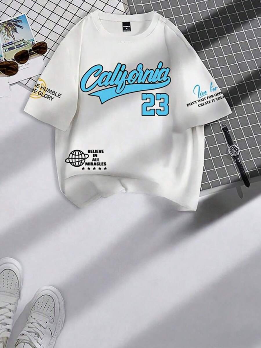 Summer 3D Printed Hip-Hop Casual Sports T-Shirt Short Sleeve And Round Neck - 白色 - 查看 1