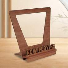 1pc Wooden Floor-Standing Vinyl Record Rack - With 3D Retro Font Design, Suitable For Turntable And Record Accessories Display - Brown - View 6