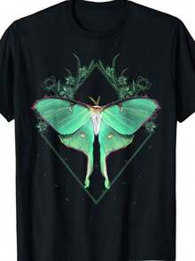 Camiseta con diseño de mariposa luna, hermosa y encantadora, para amantes de los insectos. - Negro - Ver 1