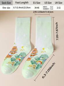 CARE BEARS 1双爱心熊女士个性化袜子，360度数码印花，图案包括可爱的快乐熊、许愿熊、爱心熊、天使熊、生气熊等，时尚简约，适合日常穿着及毕业/生日礼物。 - 彩色 - 查看 6