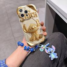 Disney Has Authorized, Phone Case - Chain Set, The Stitch Lilo & Stitch 3D Phone Case Plus A Silicone 3D Stitch Bracelet With Metallic Ring Removable Bracelet, Stitch And Angel Pattern, Compatible With Iphone17/16/15/14/13/12/11/XS/XR/X Plus Pro Max, A Stylish Cartoon Phone Case, The Perfect Gift Choice, Phone Protection, Durable Phone Cover, Great Gift For Friends And Family. - 白色 - 查看 6