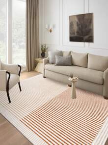 Modern Round Washable Non-Slip Area Rug – Thin Soft Living Room Carpet, Kitchen Rug & Runner, Home Decor Rug - Yellow - View 4