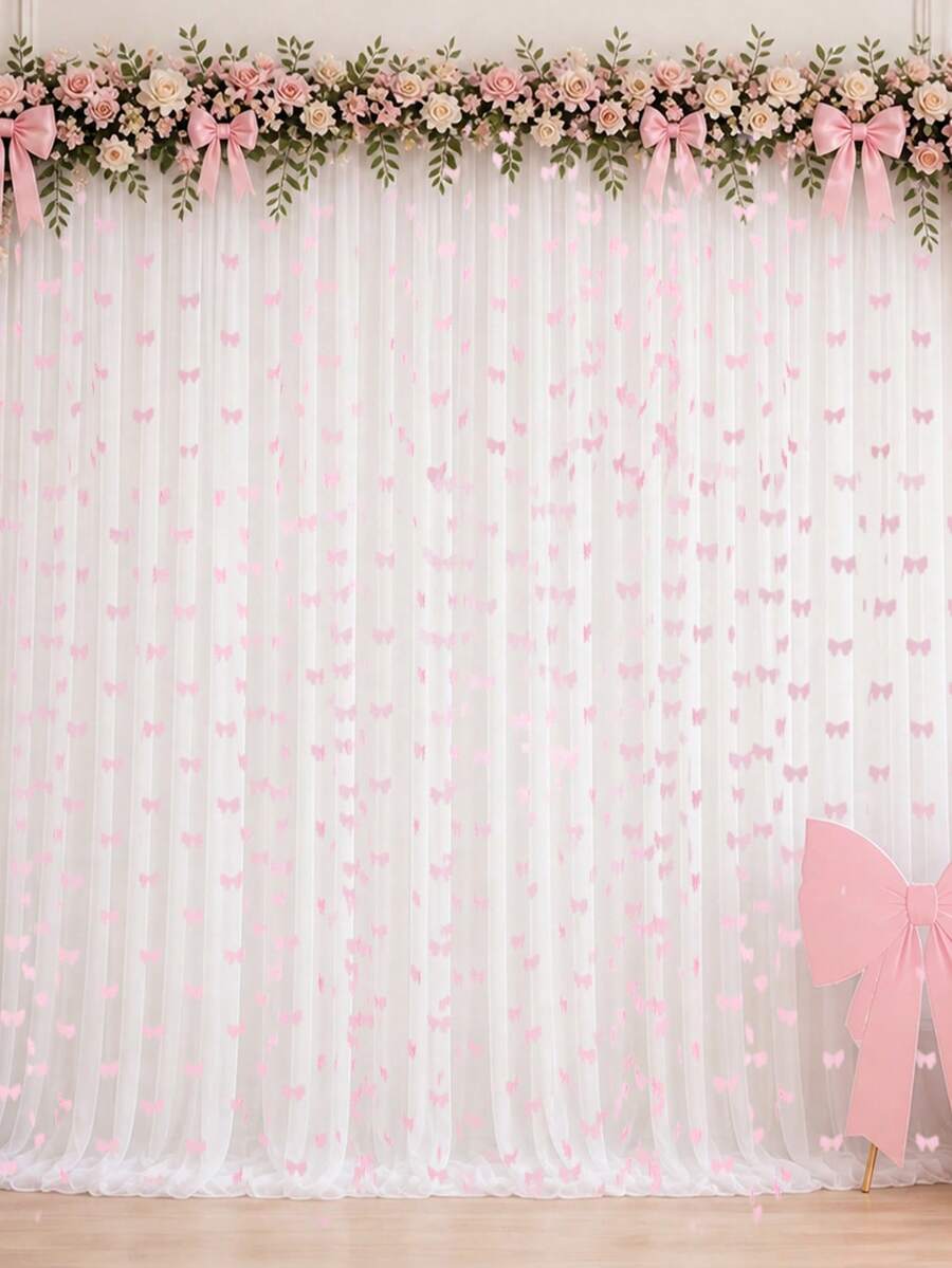 1 Tấm phông nền voan màu hồng có nơ, rèm phông nền trong suốt, kích thước 150*215cm, vải lưới polyester mềm mại, trang trí sinh nhật nơ hồng, phông nền tiệc cưới, tiệc cô dâu, tiệc em bé, phụ kiện cưới, đồ trang trí kỷ niệm, và hoàn hảo cho lễ đính hôn, tiệc sinh nhật - sử dụng trong nhà/ngoài trời, trang trí đám cưới, đạo cụ phông nền chụp ảnh đa năng, trang trí nơ hồng.