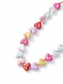 Trivaya 1 pieza Collar con colgante de corazón de cuentas de color caramelo lindo y aleatorio para mujeres - Multicolor - Ver 6