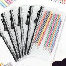[Waterproof Pencil Pouches] PVC Mesh Zipper Bags - Waterproof Pencil Pouches For School & Office Documents, Durable Size 9x4.3 Inches, Perfect For Storing Accessories - A6 - View 4