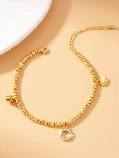 1 chiếc vòng tay mặt dây chuyền hình trái tim thời trang và thanh lịch dành cho nữ, thích hợp để đeo hàng ngày, làm quà tặng.