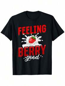 Camiseta de Verano Vintage con Estampado de Fresas para Hombre y Mujer - Camiseta Casual de Manga Corta 100% Algodón con Estampado de Fresas, Tallas S-XXXL, Apta para Todas las Temporadas, Ideal para Atuendos Casuales, Picnic, Playa y Recolección de Bayas - Top Unisex con Temática de Frutas, Ropa Moderna para Mujer - Negro - Ver 6
