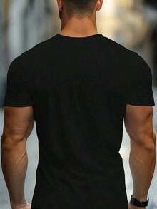 short-sleeveCamiseta hombre cuello redondo y manga corta.Estilo casual con estampados modernos y cómodos.Para hombres y mujeres, estilo pareja, pareja, camiseta de manga corta con estampado de moda100% Cotton - Negro - Ver 6