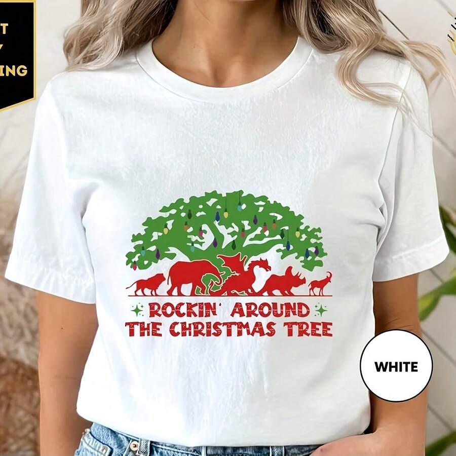 kin' Around The Cistmas Tree , Animal Kingdom Xmas T-Xmas, Cistmas - Blanco - Ver 1