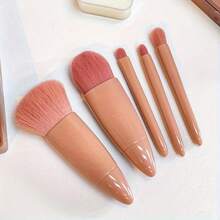Travel Friendly 5-Piece Portable Mini Makeup Brush Set, With Mirror And Storage Box - Soft Fiber Bristles, Suitable For Powder And Eye Shadow, Professional Beauty Tools - Multicolor - View 6
