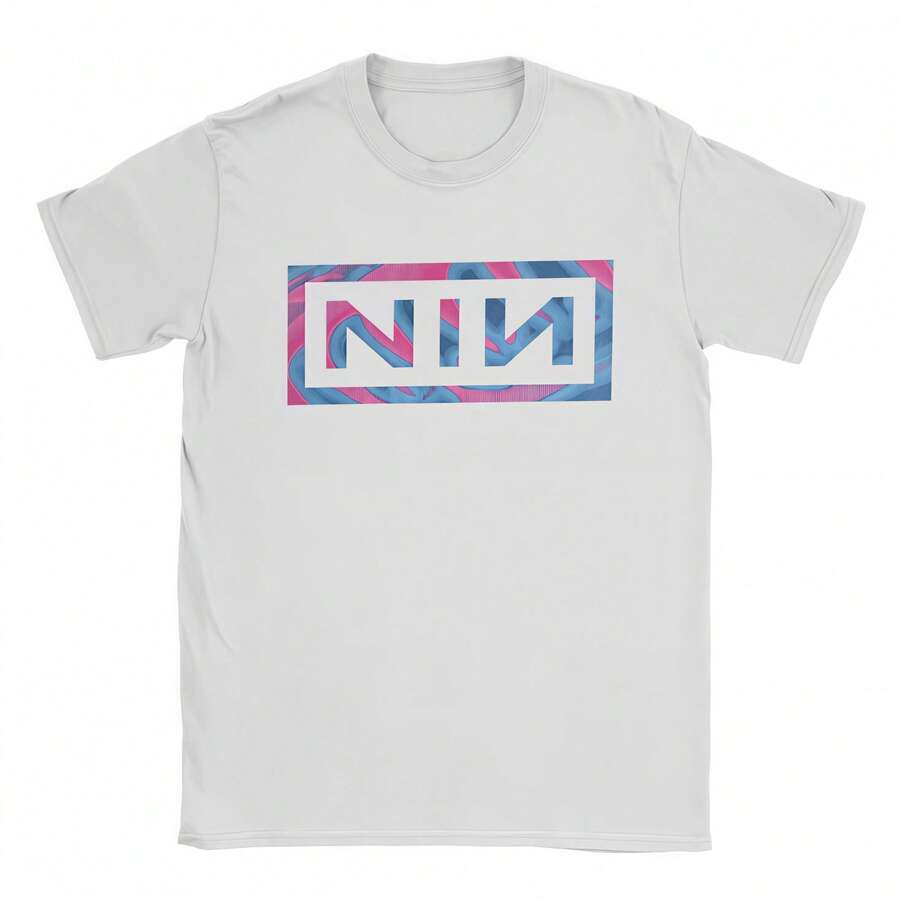 Nine Inch NIN Men's Cotton T-Shirt, Funny T-Shirt, Women's Short Sleeve Round Neck T-Shirt, Pure Cotton Clothing Gift Idea - 白色 - 查看 1
