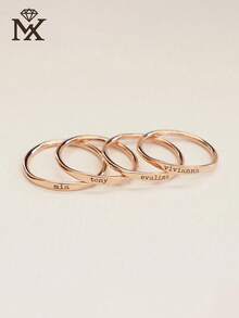 1pc Customized Personalized Ring, Suitable For Men And Women, Perfect As Anniversary Gift. Laser Engraved With Your Name Or Birthday On The Ring, Ideal For Birthday, Mother's Day, Father's Day, Valentine's Day And Christmas. - Multicolor - View 4