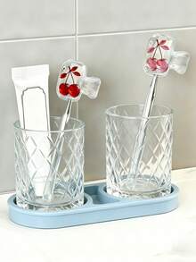 1/2pcs Portable Toothbrush Head Cover With Two Strings Of Crystal Cherries Design. Storage Box, Toothbrush Cover Holder, Essential Bathroom Accessory For Family And Business Travel, Daily Use And Outdoor Trips. Portable Toothbrush Storage Box, Daily Toothbrush Maintenance, Portable Toothbrush Cover, Rose-Themed Storage Box, Decorative Toothbrush Cover, Compact Storage Solution. - Multicolor - View 6