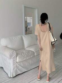 Women Long Dresses - Khaki - View 5