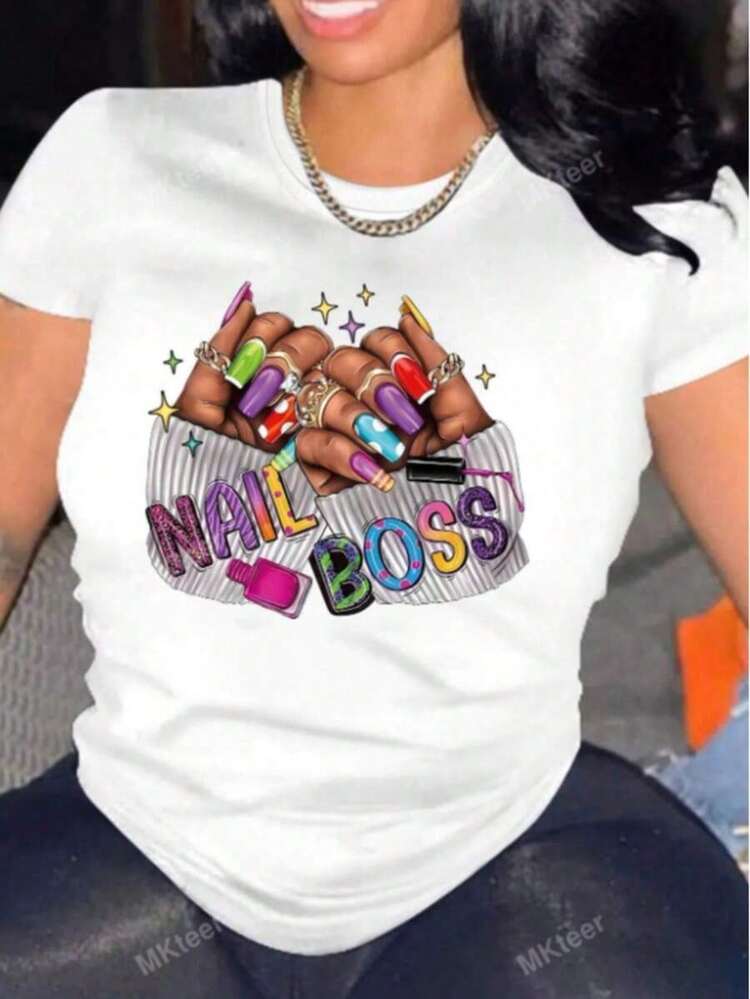 Camiseta Casual de Manga Corta para Mujer, Diseño Afro Dripping Art, 100% Algodón - Blanco - Añade 6