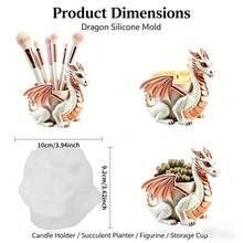 Cubulo 1件 3D翼龍造型矽膠模具，易脫模環氧樹脂水泥翻模模具，多功能化妝刷架盆栽蠟燭托盤，奇幻桌面裝飾，節日DIY手工禮物 - 模具026 - 查看 4