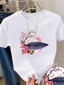 Impresión de letras eleganteWomen's Regular Casual Printed Short Sleeve Round Neck T-Shirt, Christmas,ropa de mujer holgada,un imprescindible para las vacaciones,disfraces y accesorios de Halloween,Camisetas de apoyo al Mundial,Conjuntos a juego para padres e hijos, camisetas para hombre, camisetas para mujer, camisetas para niños - Blanco - Ver 1