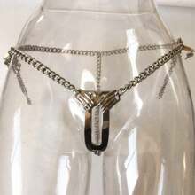 Women's Metal Stainless Steel Invisible Chastity Belt Chastity Pants Lock Chastity For Women, Sex Bondage SM Kit Restraints Set Lock Pants Metal Chain Underwear For Woman - one-size - View 6